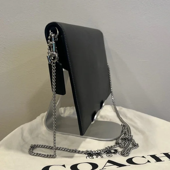 Coach Essential Clutch Black Crossbody Chain Customized with Rexy Rainbow Stars